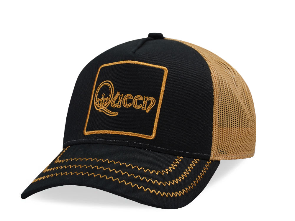 Amplified Queen Black Gold Trucker Snapback Cap