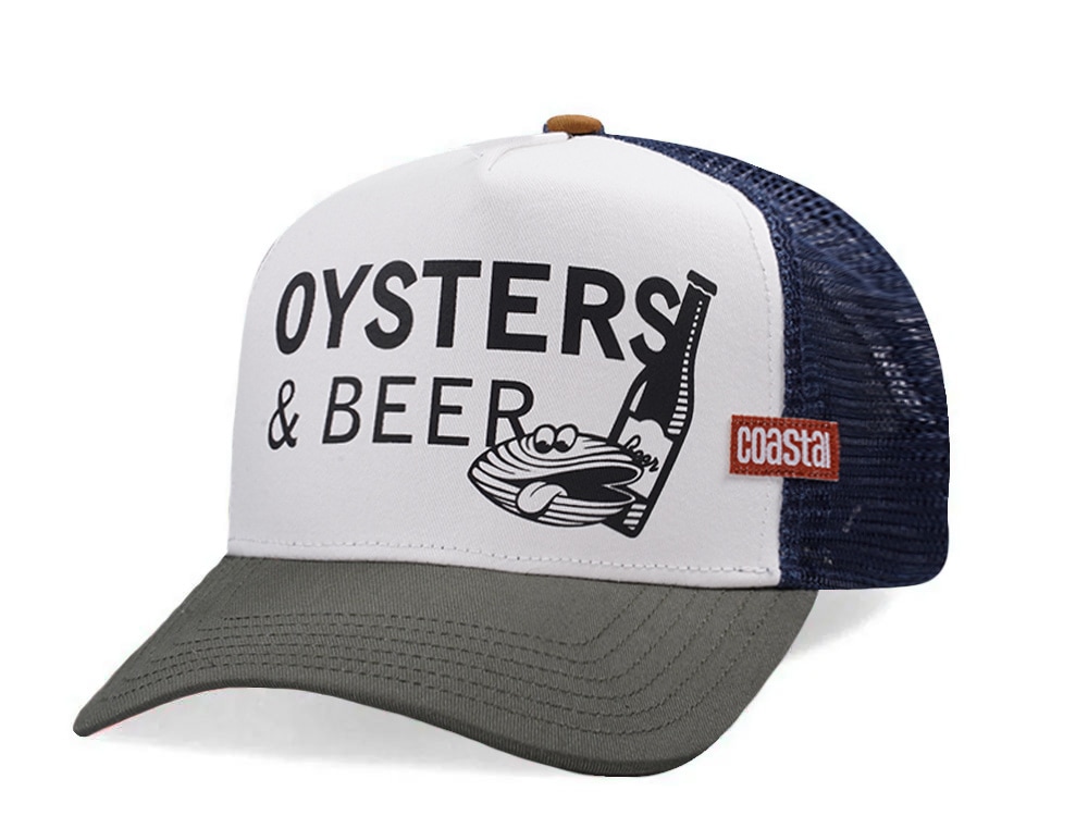 Djinns HFT Oysters and Beer White Coastal Edition Trucker Snapback Cap