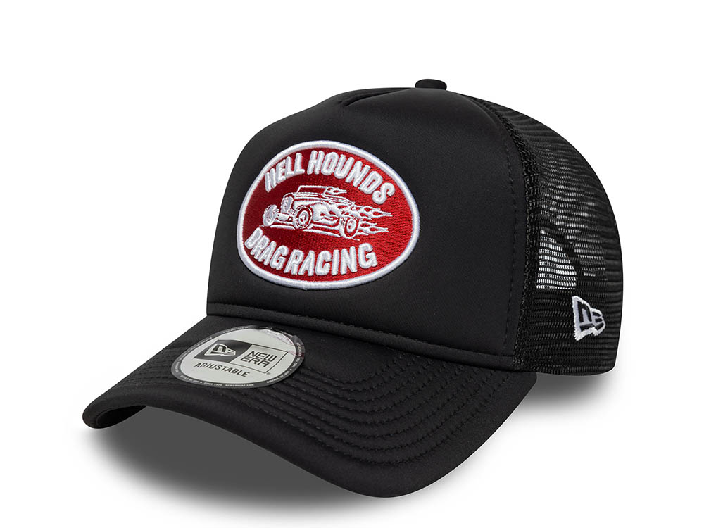 New Era Hellhounds Drag Racing Graphic Patch 9Forty A Frame Trucker Snapback Cap