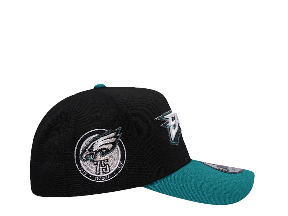 New Era Philadelphia Eagles 75th Anniversary Black Two Tone Edition 9Forty A Frame Snapback Cap