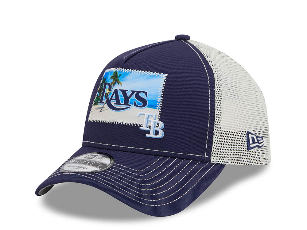 New Era Tampa Bay Rays M Patch Navy 9Forty A Frame Trucker Snapback Cap