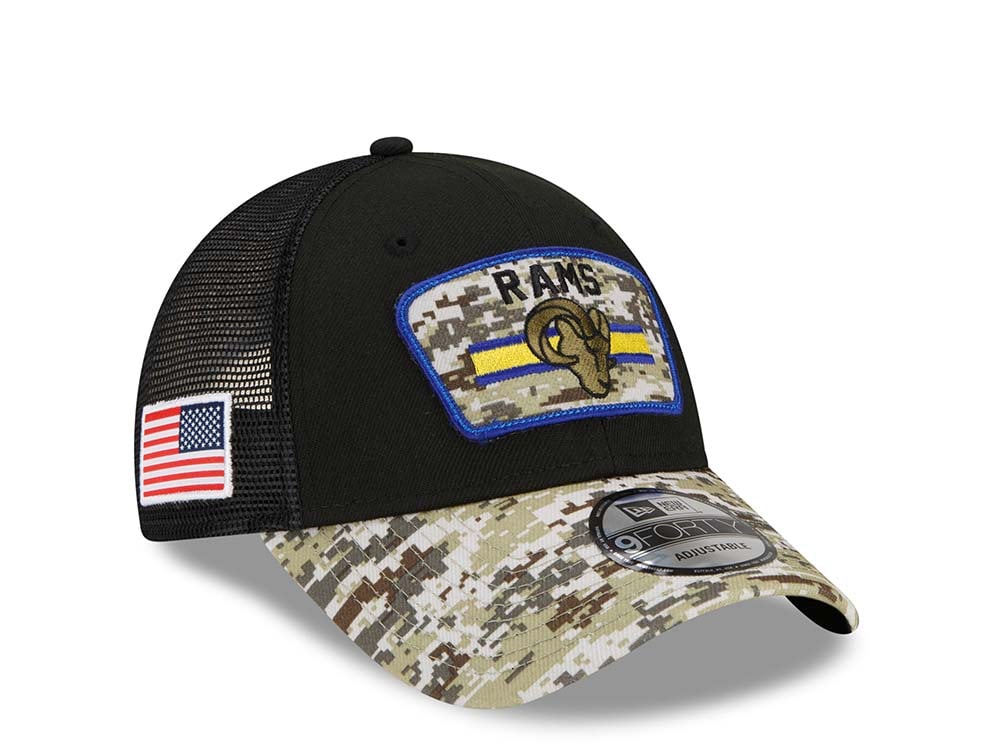 New Era Los Angeles Rams Salute to Service 21 9Forty Trucker Snapback Cap