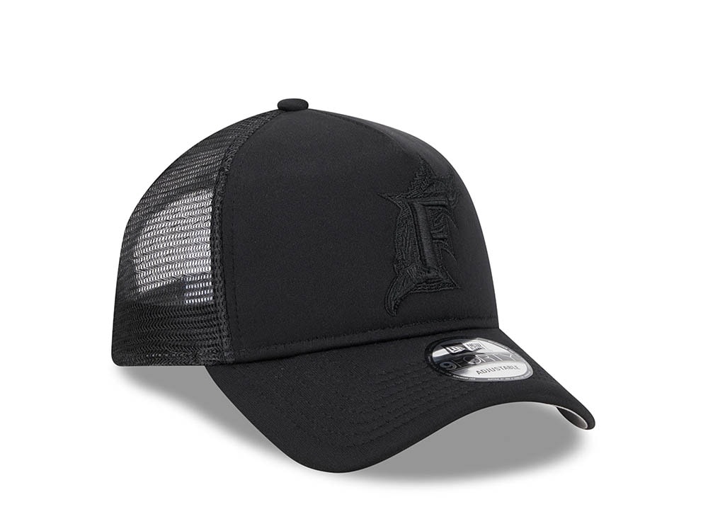 New Era Florida Marlins Black All Day 9Forty A Frame Trucker Snapback Cap