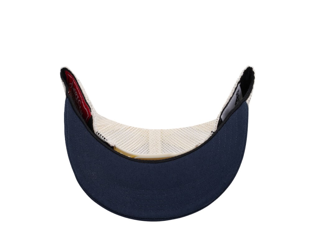 American Needle Mack Truck Twill Valin Patch Ivory Navy Trucker Snapback Cap