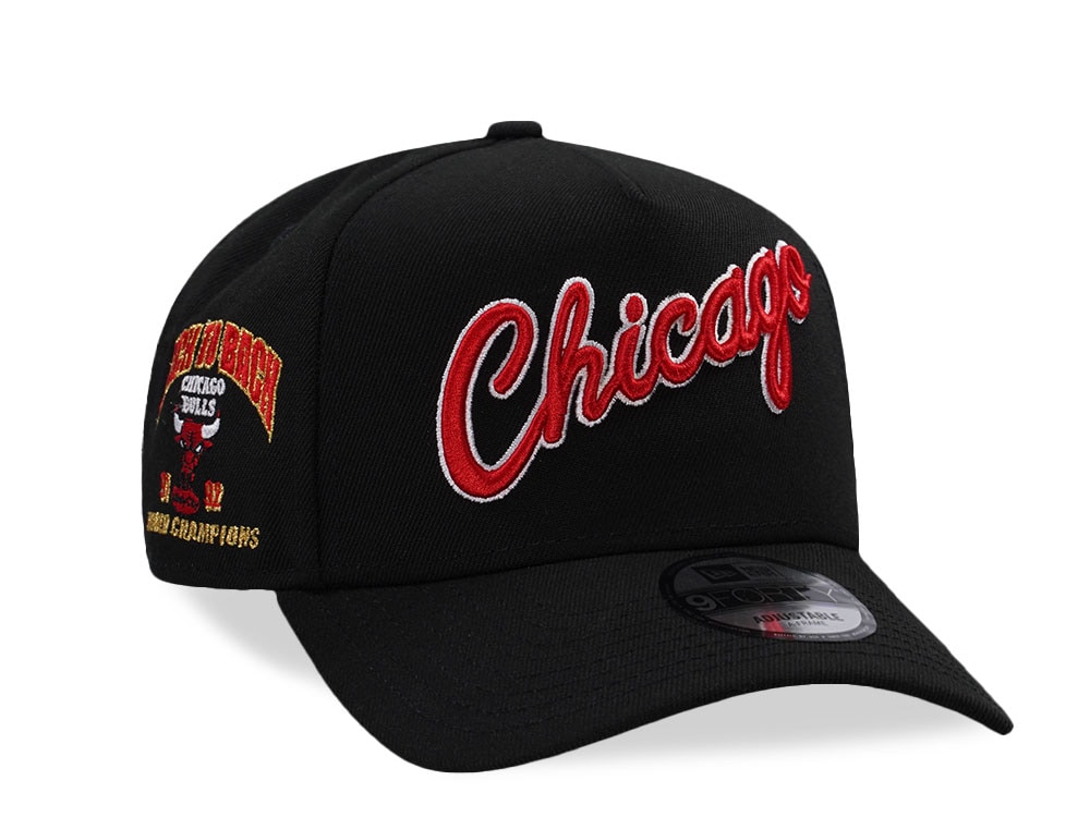 New Era Chicago Bulls Back To Back World Champions Black Prime Edition 9Forty A Frame Snapback Cap