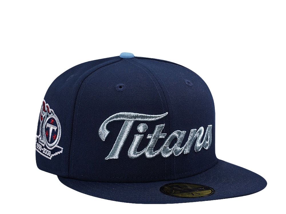 New Era Tennessee Titans 10th Anniversary Ocean Blue Prime Edition 59Fifty Fitted Cap