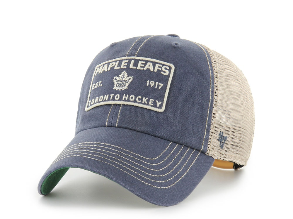 47Brand Toronto Maple Leafs Vintage Navy Wabash Edition Trucker Clean Up Snapback Cap