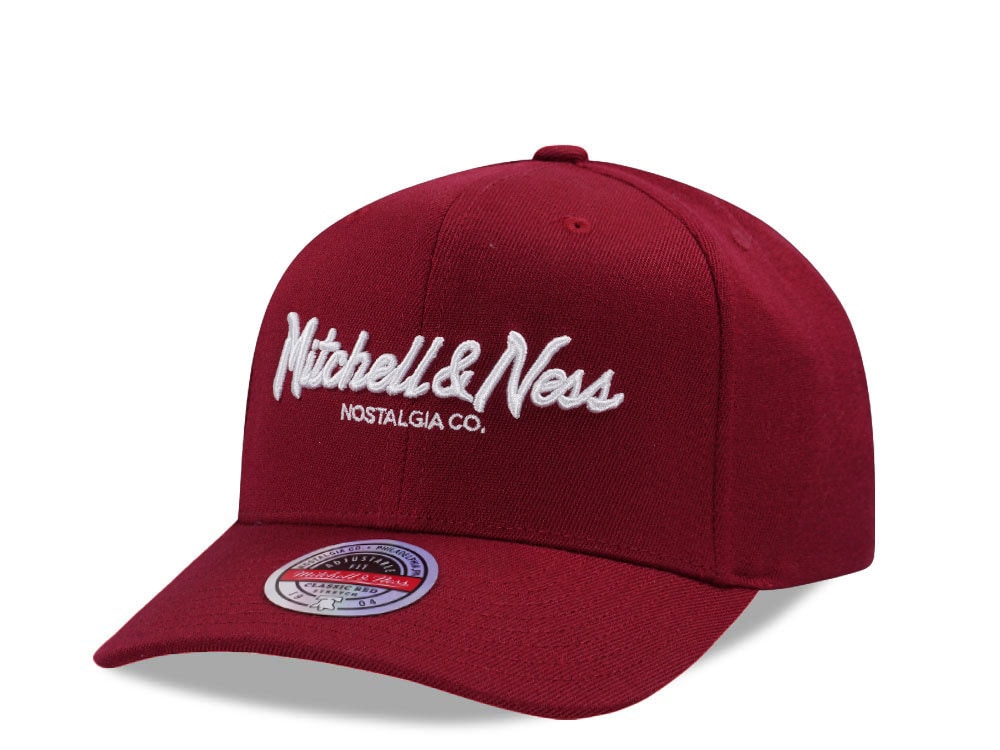 Mitchell & Ness Pinscript Maroon Classic Red Stretch Snapback Cap