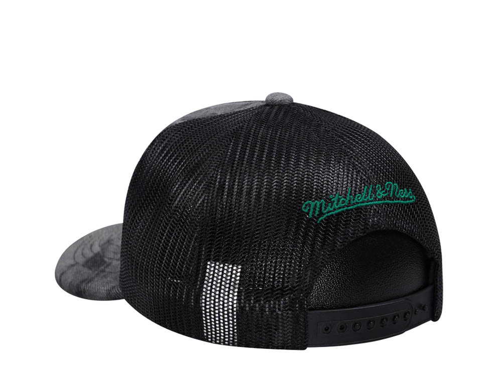 Mitchell & Ness Boston Celtics Burnt Ends Black Trucker Snapback Cap