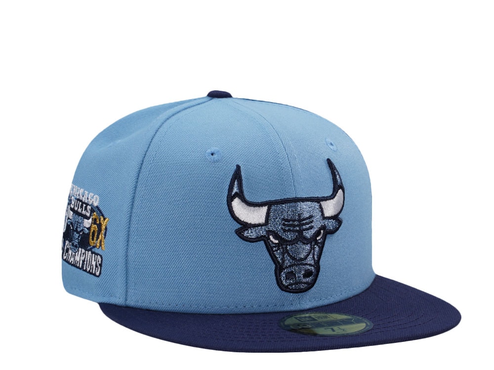 New Era Chicago Bulls 6x NBA Champion Sky Blue Two Tone Edition 59Fifty Fitted Cap