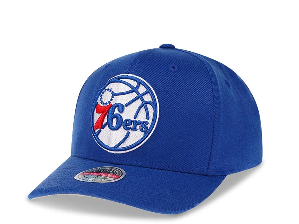 Mitchell & Ness Philadelphia 76ers Team Ground Red Line Solid Flex Blue Snapback Cap