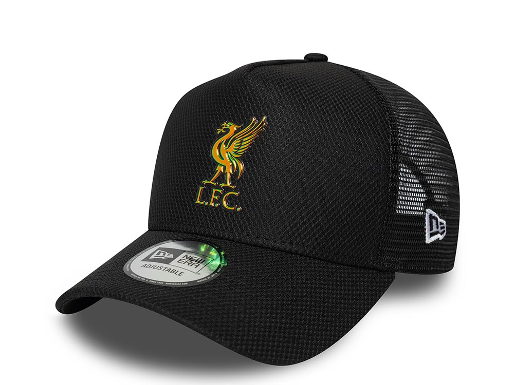 New Era Liverpool Fc Iridescent Logo Black Prime Edition 9Forty A Frame Trucker Snapback Cap