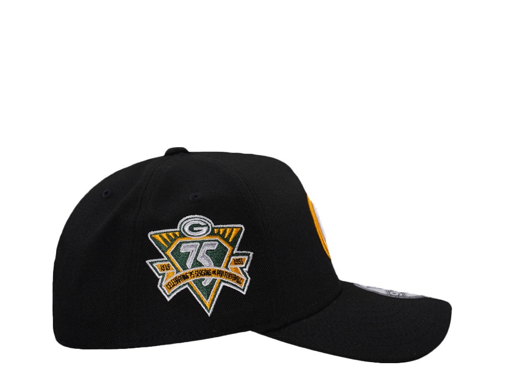 New Era Green Bay Packers 75th Anniversary Black Prime Edition 9Forty A Frame Snapback Cap