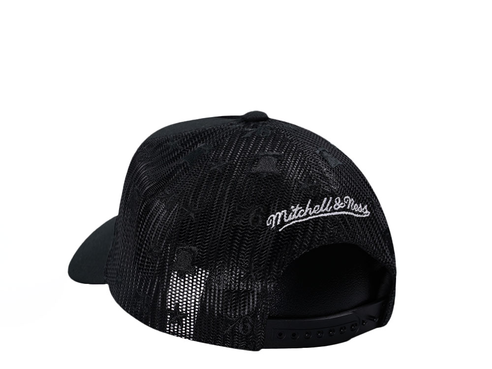 Mitchell & Ness Philadelphia 76ers Black Monogram Trucker Edition Snapback Cap