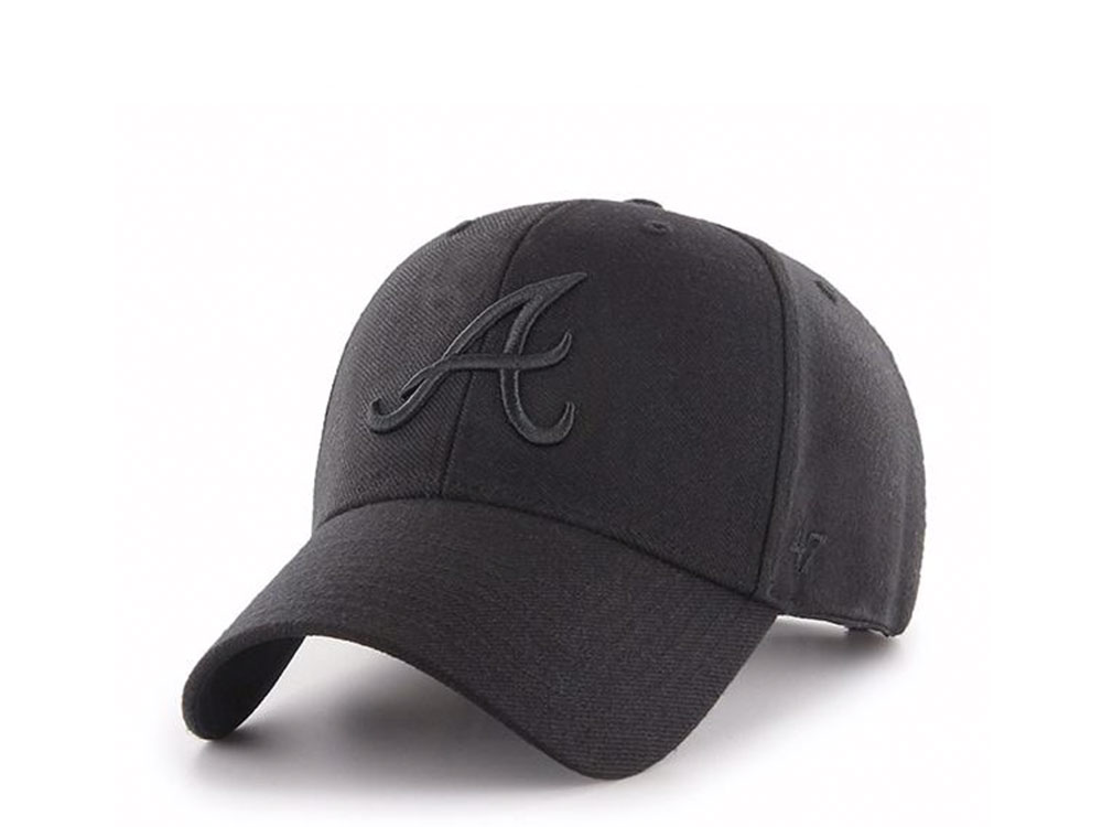 47Brand Atlanta Braves Black on Black Classic Snapback Cap