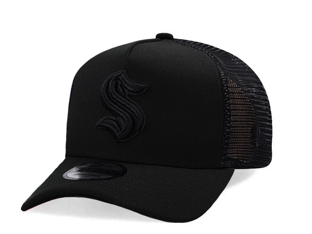 New Era Seattle Kraken Black Prime Edition 9Forty A Frame Trucker Snapback Cap