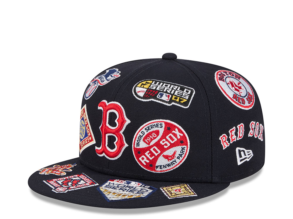 New Era Boston Red Sox All Over Navy Red 59Fifty Fitted Cap