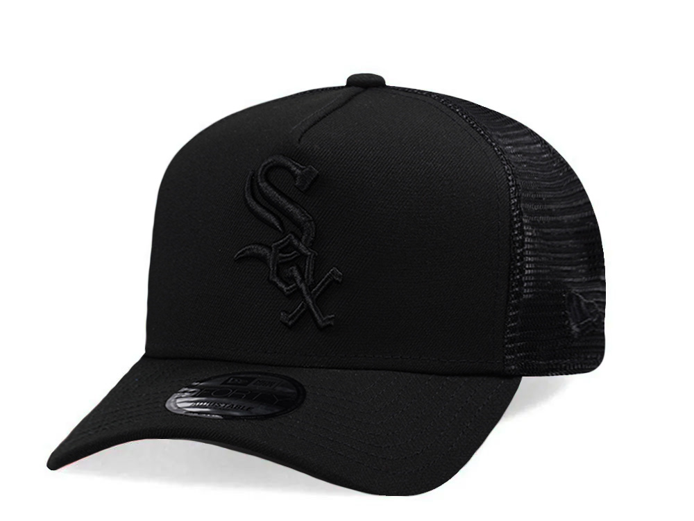 New Era Chicago White Sox Black On Black Edition 9Forty A Frame Trucker Snapback Cap