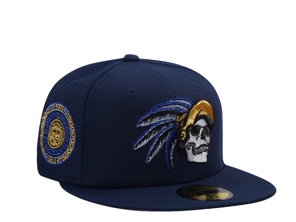 New Era Mexico Aztec Skull Ocean Blue Prime Edition 59Fifty Fitted Cap