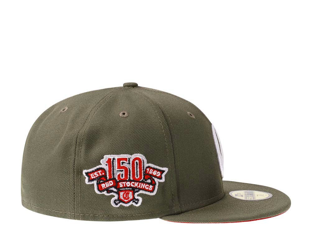 New Era Cincinnati Reds 150th Anniversary Olive Red Edition 59Fifty Fitted Cap