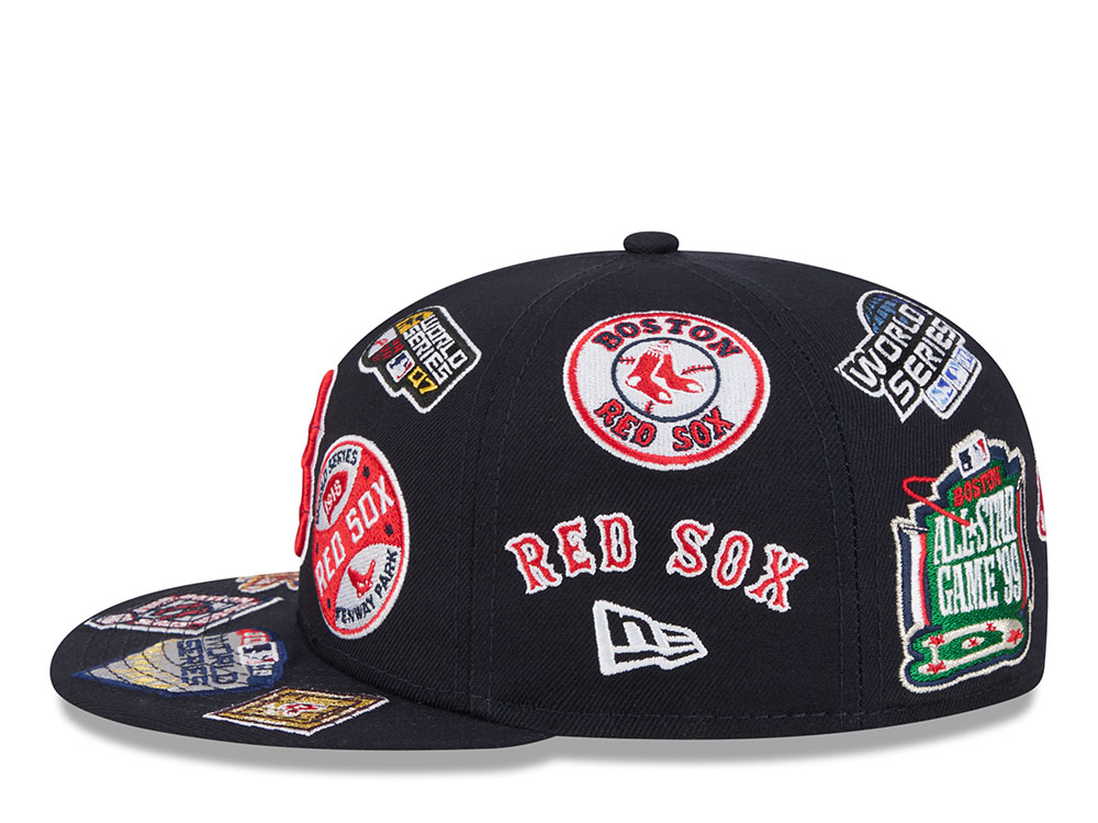 New Era Boston Red Sox All Over Navy Red 59Fifty Fitted Cap