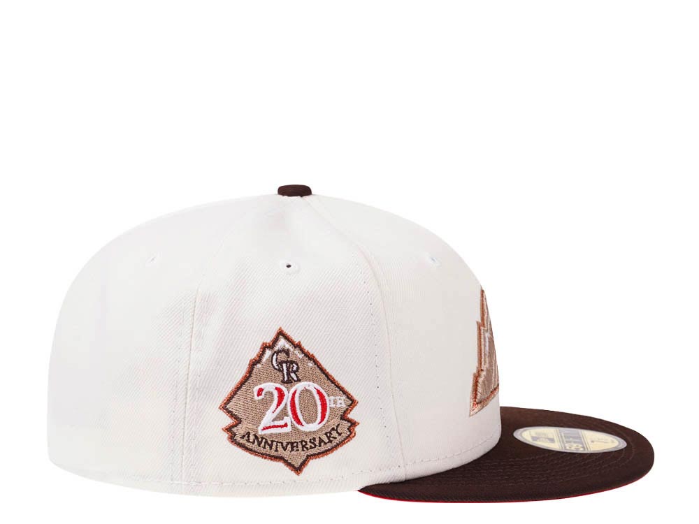 New Era Colorado Rockies 20th Anniversary Cream Red Two Tone Edition 59Fifty Fitted Cap