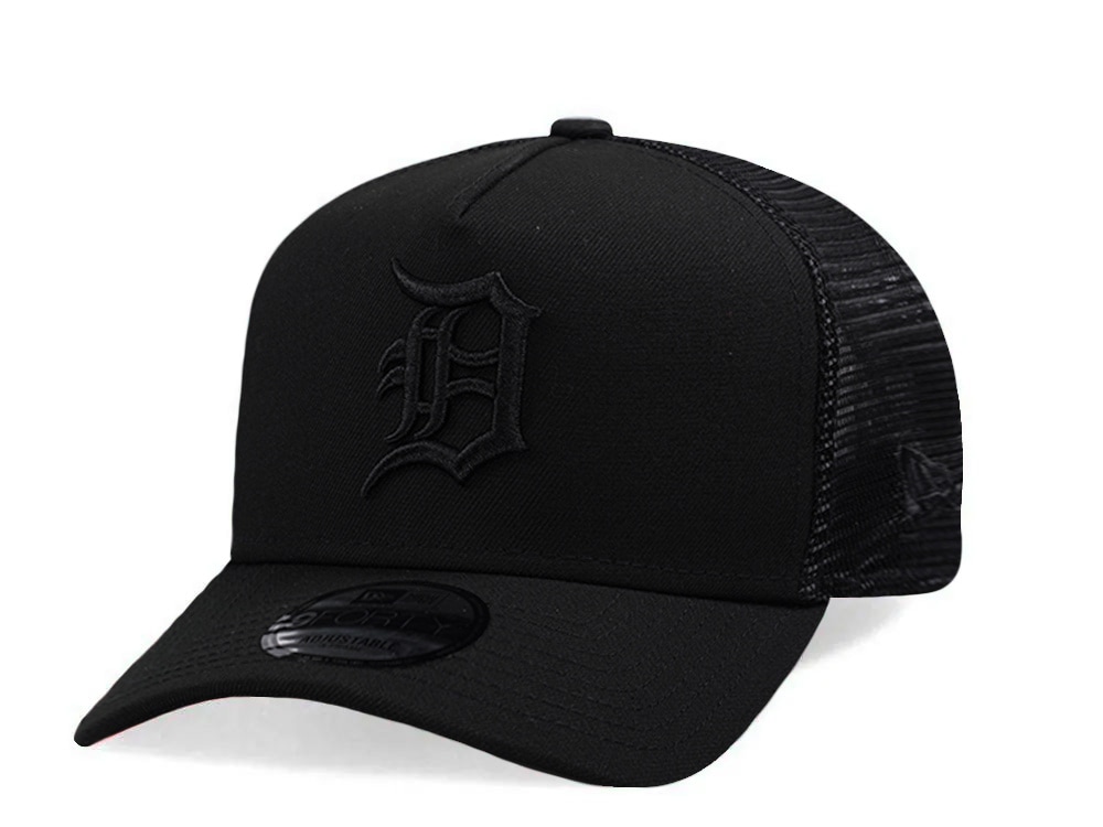 New Era Detroit Tigers Black On Black Edition 9Forty A Frame Trucker Snapback Cap