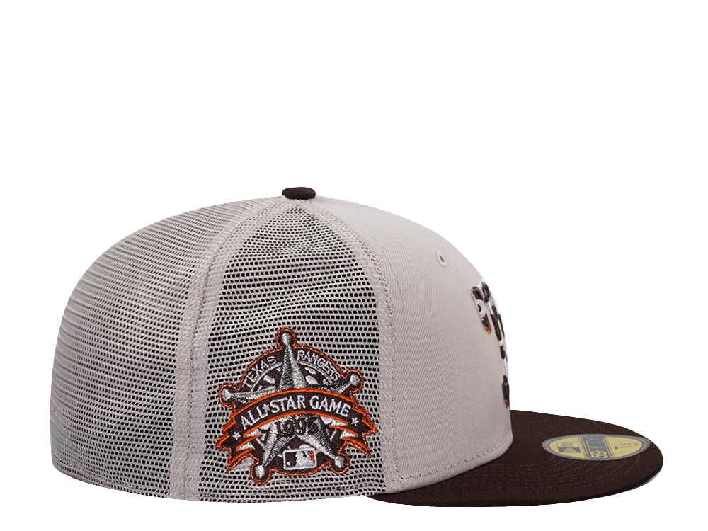 New Era Texas Rangers All Star Game 1995 Stone Two Tone Edition 59Fifty Trucker Fitted Cap