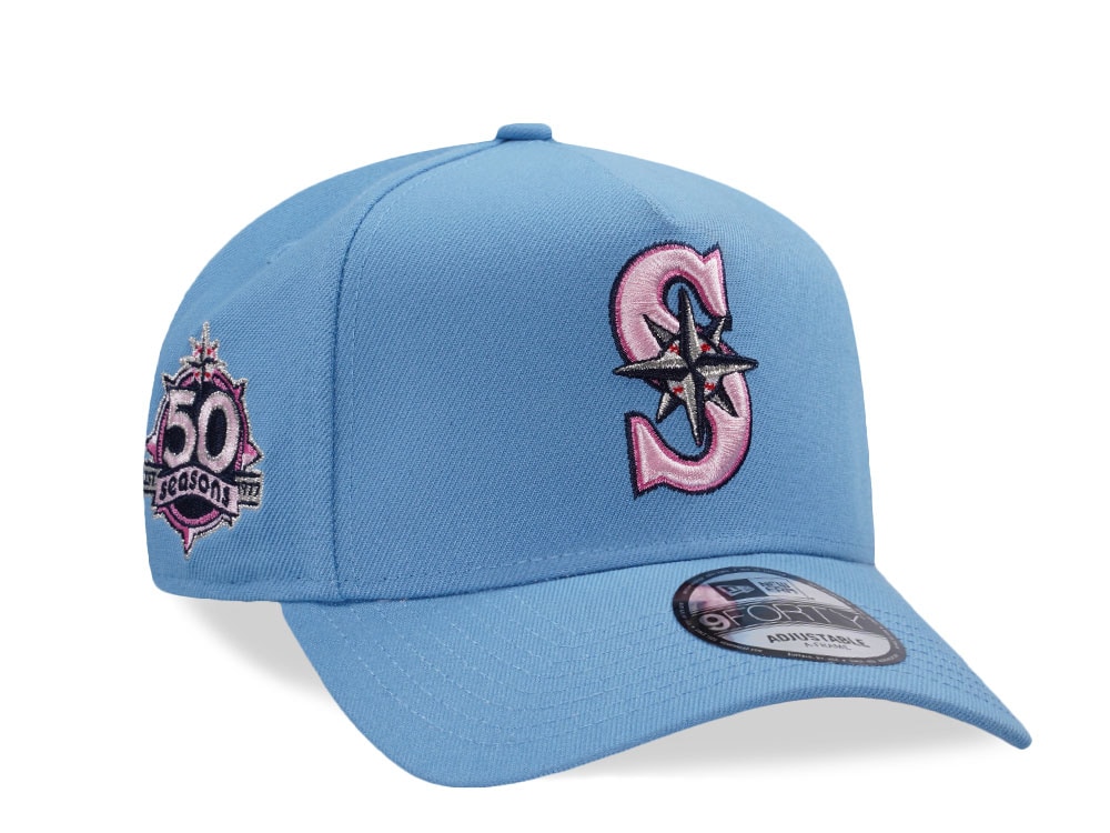 New Era Seattle Mariners 50 Seasons Sky Pink Prime Edition 9Forty A Frame Snapback Cap
