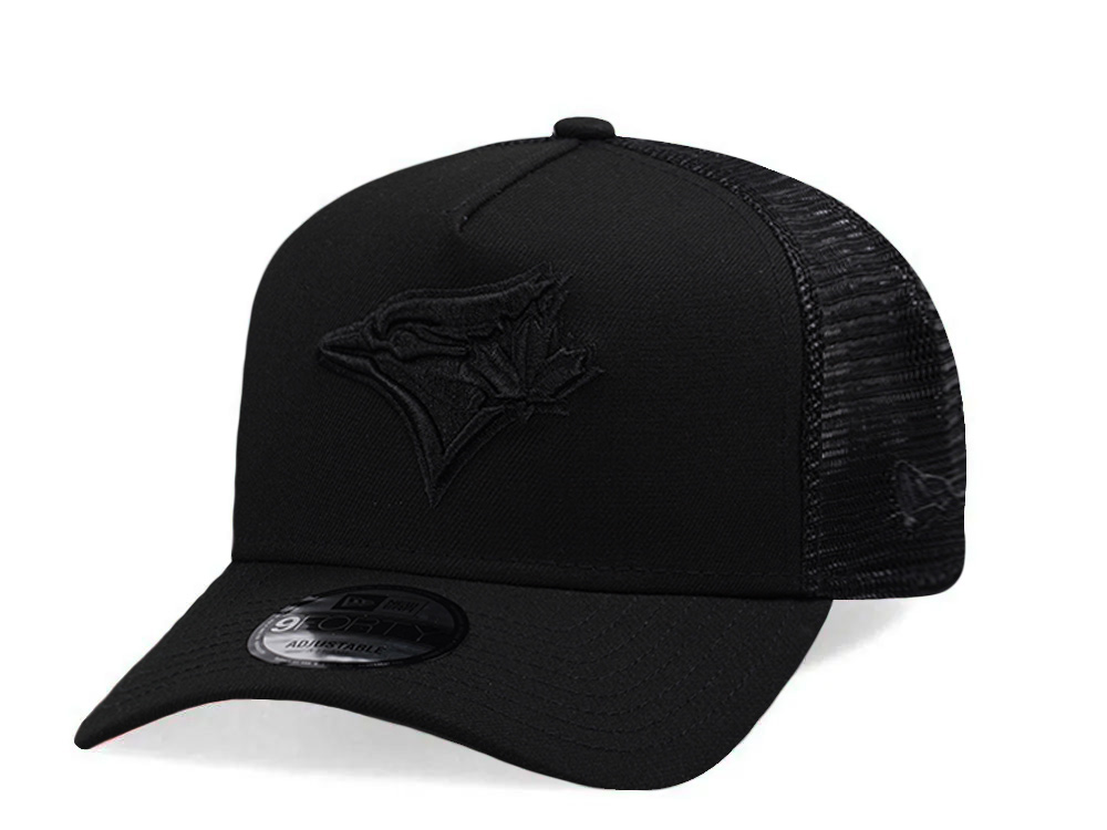 New Era Toronto Blue Jays Black On Black Edition 9Forty A Frame Trucker Snapback Cap