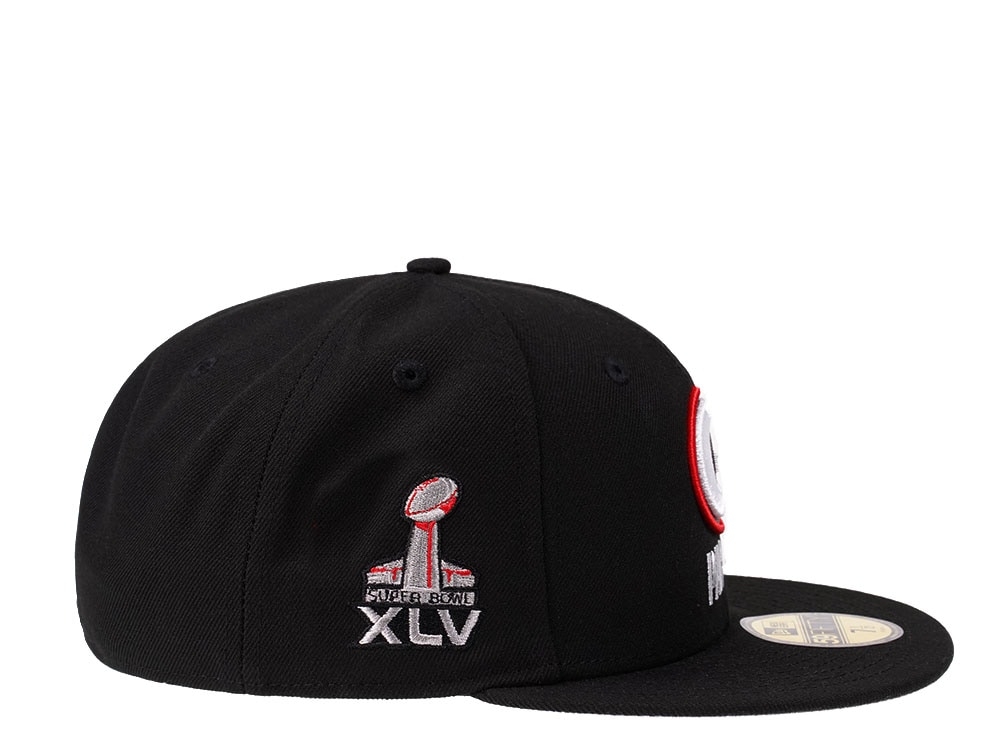 New Era Green Bay Packers Super Bowl XLV Black Crimson Collection 59Fifty Fitted Cap
