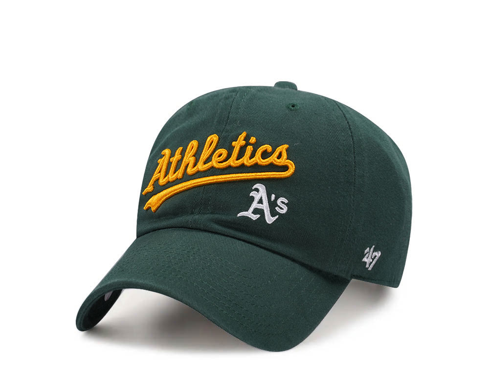 47Brand Oakland Athletics Dark Green Script Clean Up Strapback Cap