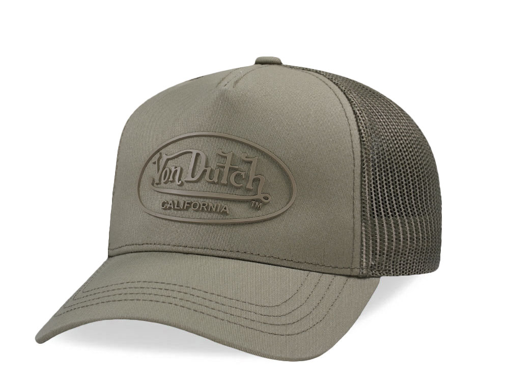 Von Dutch Oval Patch Olive Trucker Snapback Cap