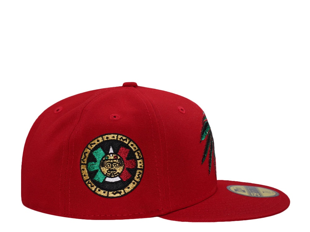 New Era Mexico Aztec Skull Warrior Metallic Red Prime Edition 59Fifty Fitted Cap