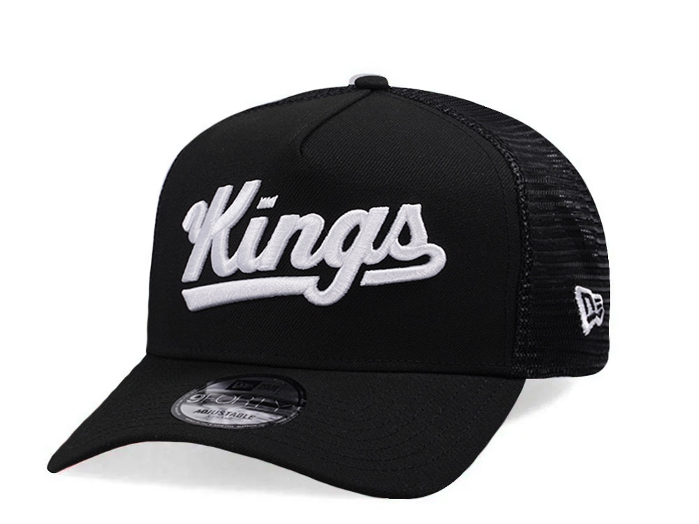 New Era Sacramento Kings Black Prime Edition 9Forty A Frame Trucker Snapback Cap
