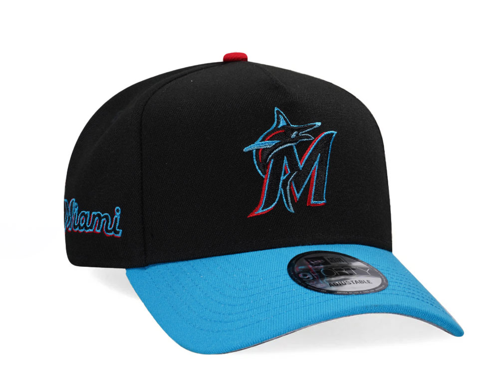 New Era Miami Marlins Black Two Tone Edition 9Forty A Frame Snapback Cap