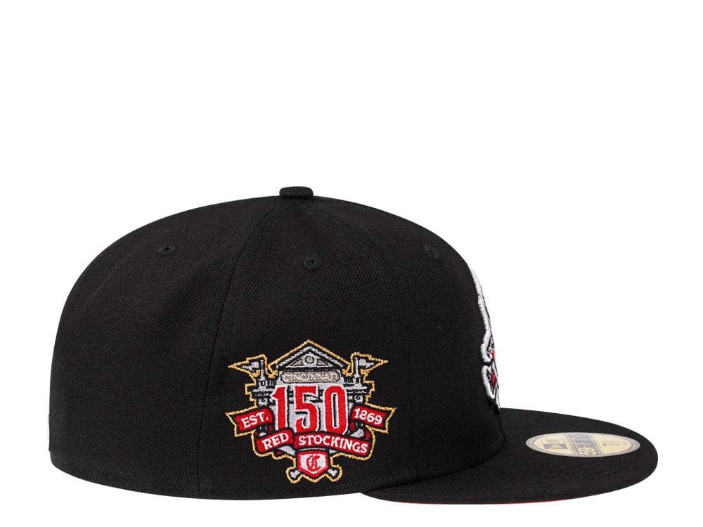 New Era Cincinnati Reds 150th Anniversary Black and Red Prime Edition 59Fifty Fitted Cap