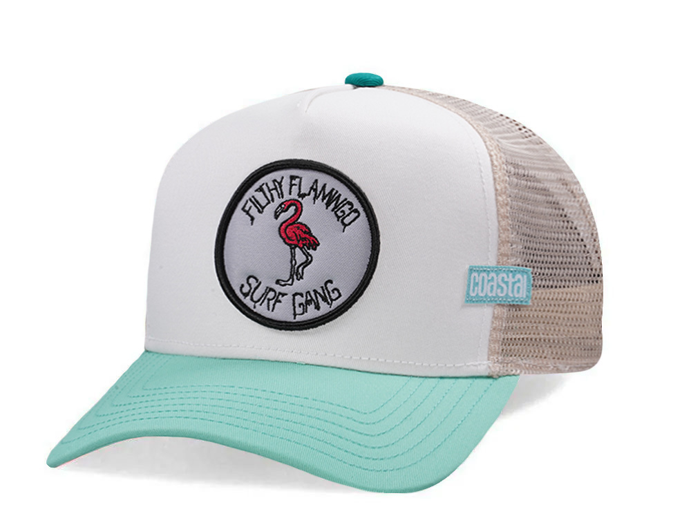 Djinns HFT Filthy Flamingo Surf Gang White Coastal Edition Trucker Snapback Cap