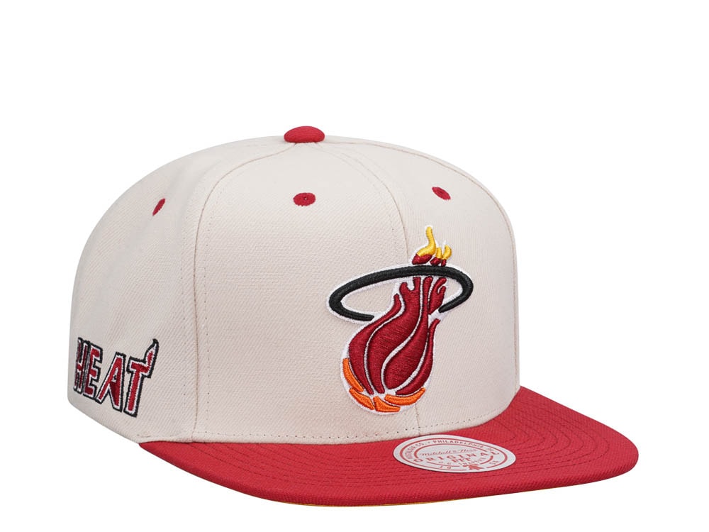 Mitchell & Ness Miami Heat Sail Off White Two Tone Snapback Cap