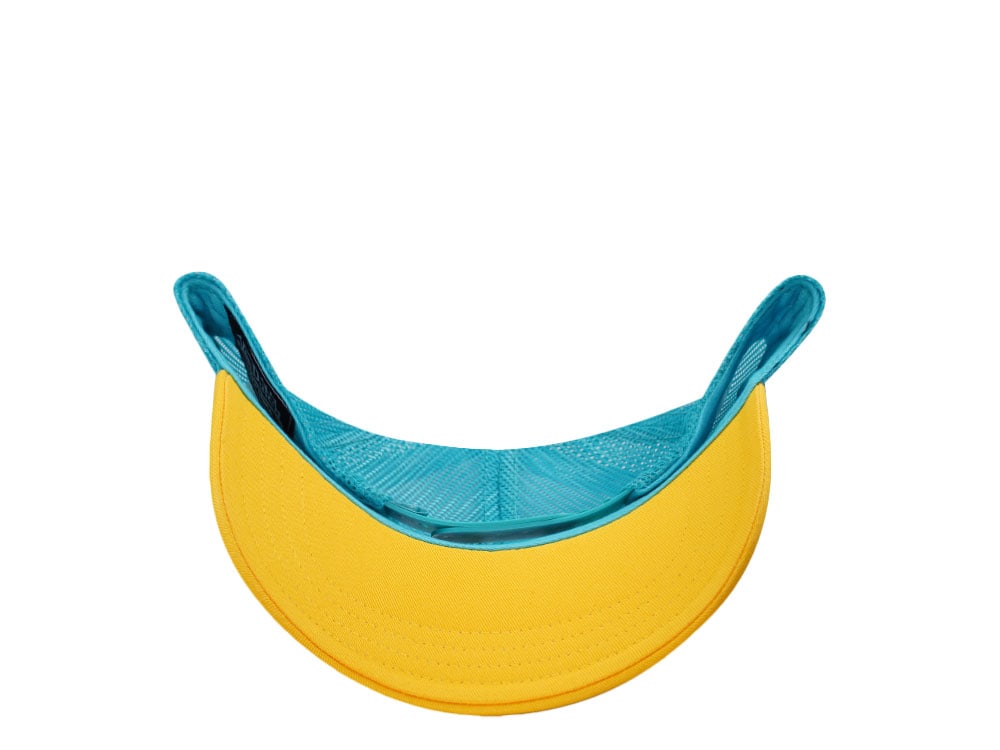 Von Dutch Surf Screen Print Teal Yellow Trucker Snapback Cap