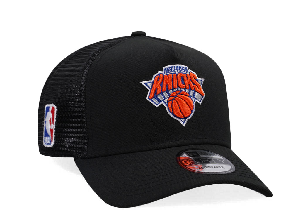 New Era New York Knicks Black Classic Edition Trucker 9Forty A Frame Snapback Cap
