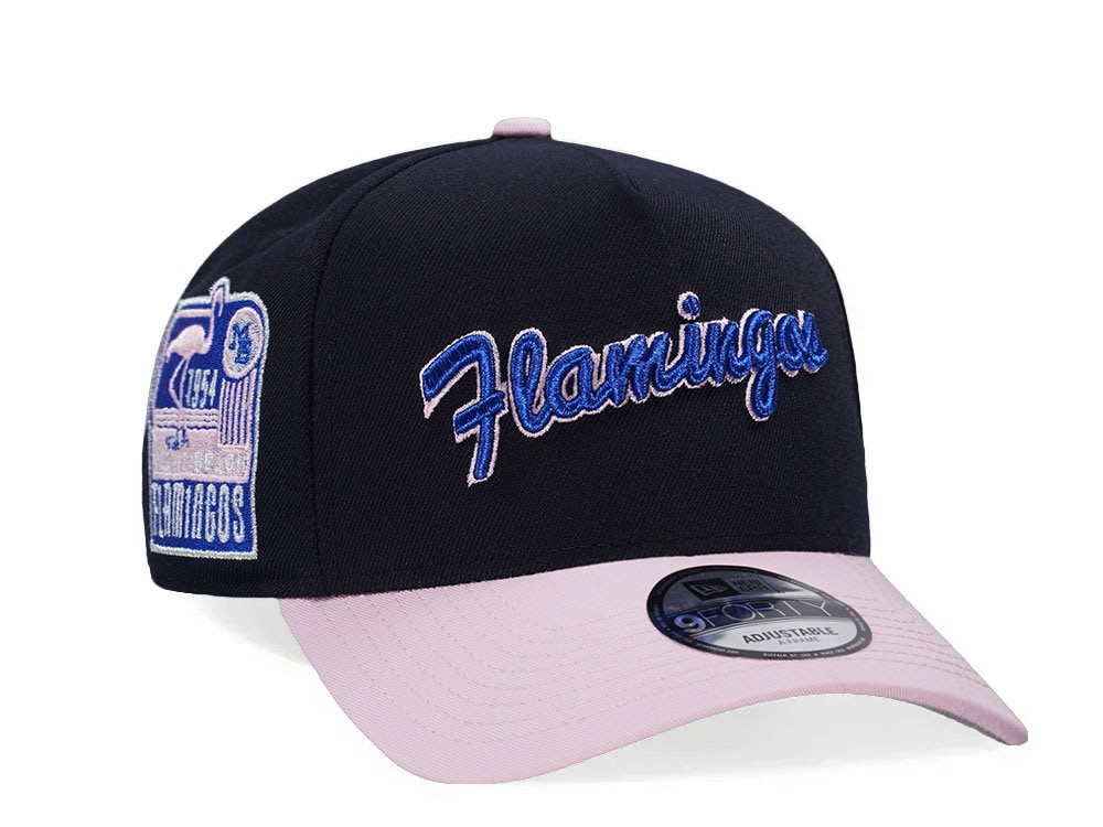 New Era Miami Beach Flamingos 1954 Navy Pink Two Tone 9Forty A Frame Snapback Cap