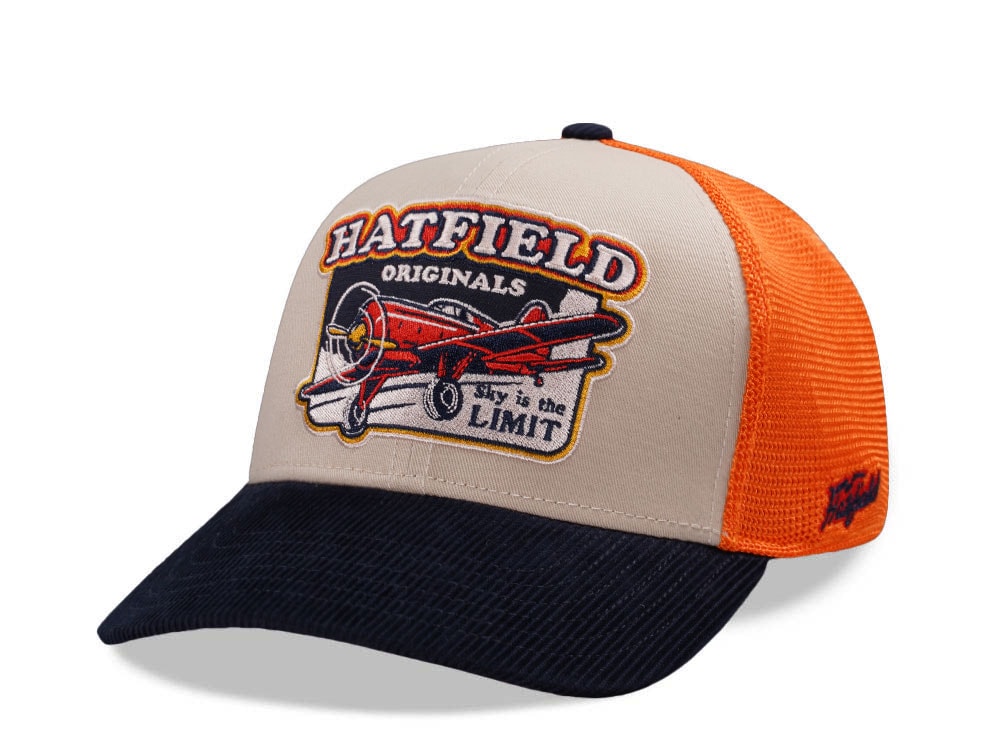Hatfield Sky Is The Limit Beige Black Trucker Snapback Cap