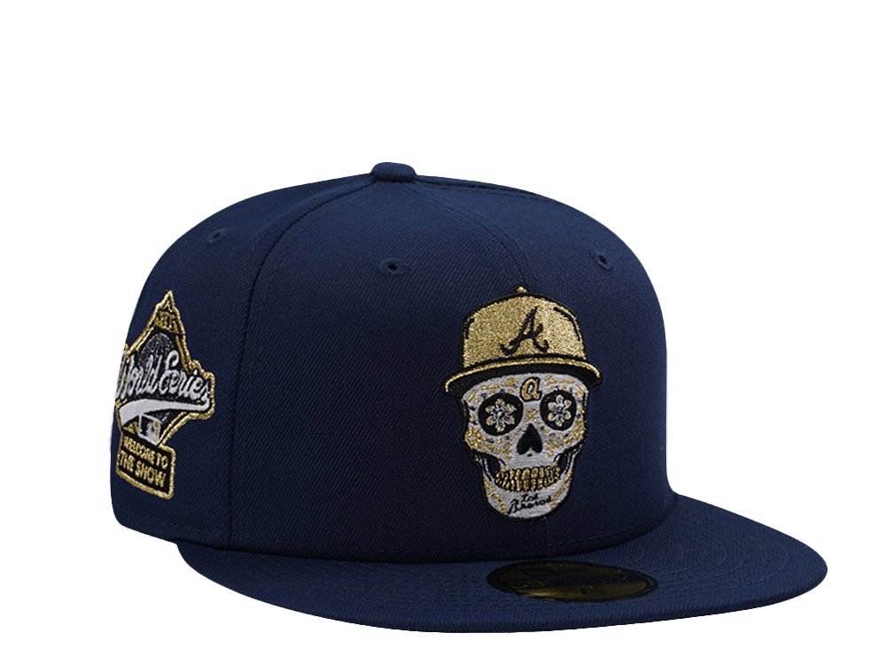 New Era Atlanta Braves World Series 1995 Skull Ocean Blue Prime Edition 59Fifty Fitted Cap