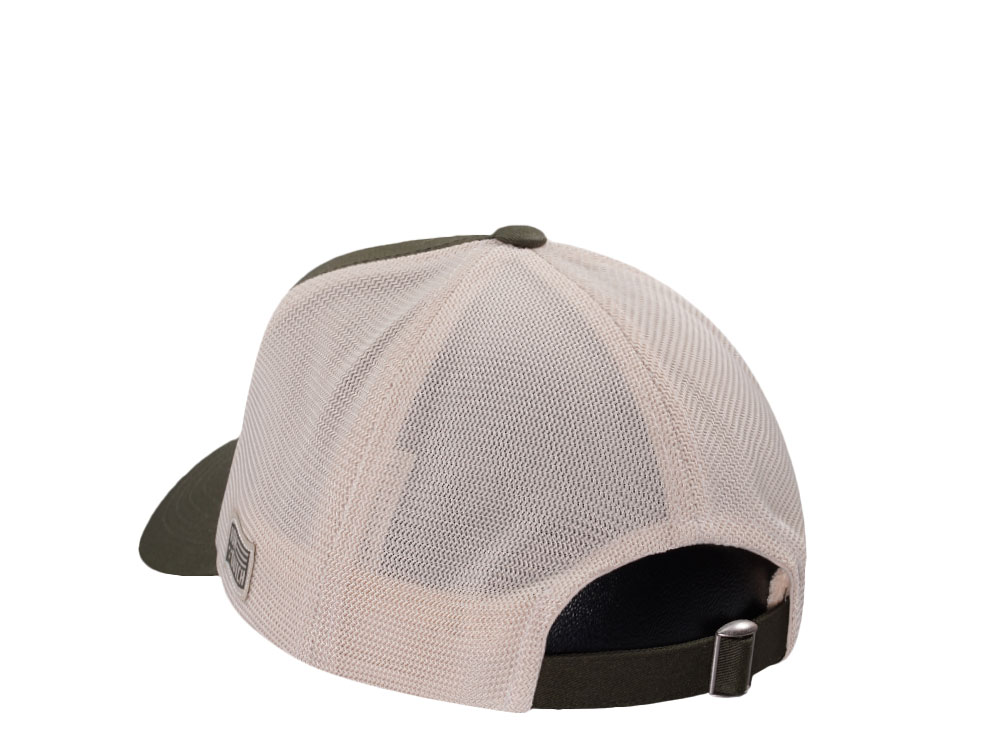 Von Dutch Embroidered Oval Patch Olive Trucker Strapback Cap