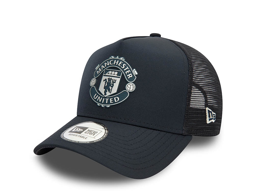 New Era Manchester United Black A Frame Trucker Snapback Cap
