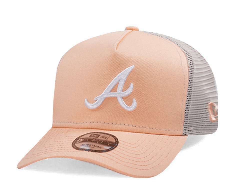 New Era Atlanta Braves Peach Prime Edition 9Forty A Frame Trucker Snapback Cap