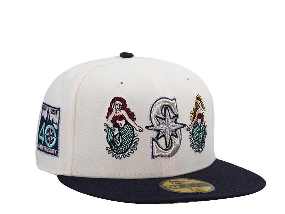 New Era Seattle Mariners 40th Anniversary Mermaid Chrome Two Tone Editon 59Fifty Fitted Cap