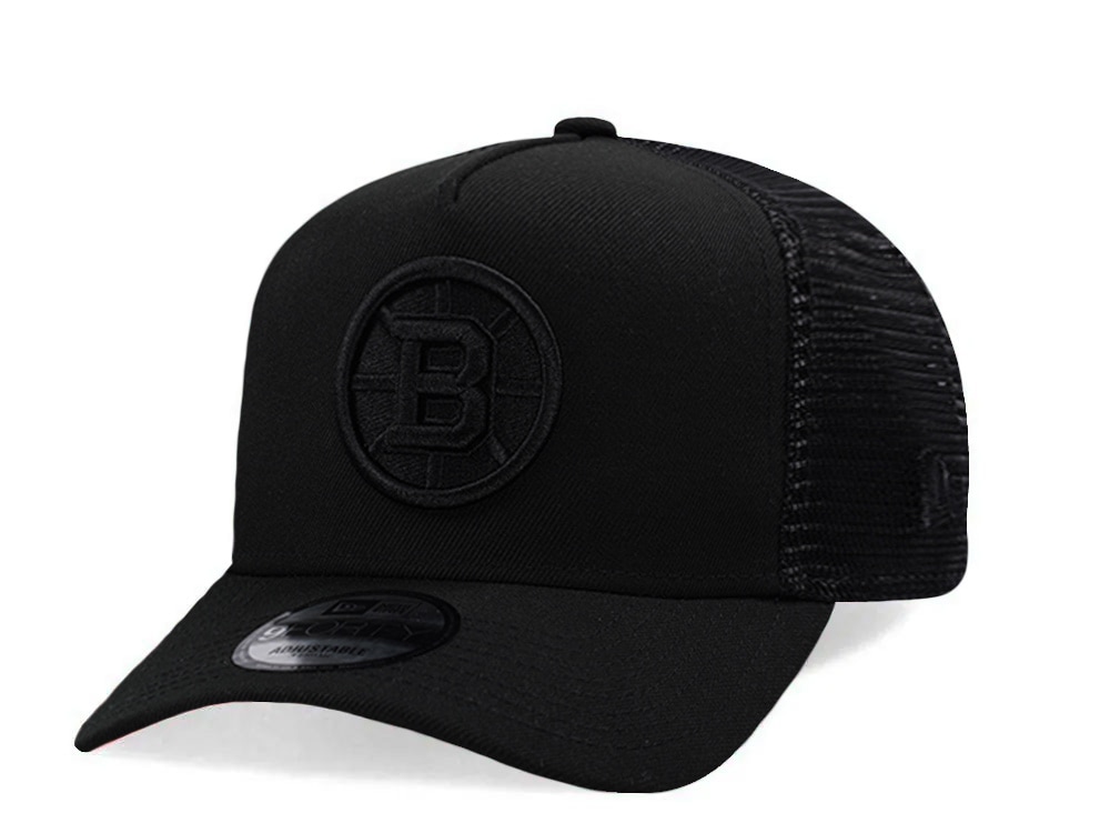 New Era Boston Bruins Black Prime Edition 9Forty A Frame Trucker Snapback Cap