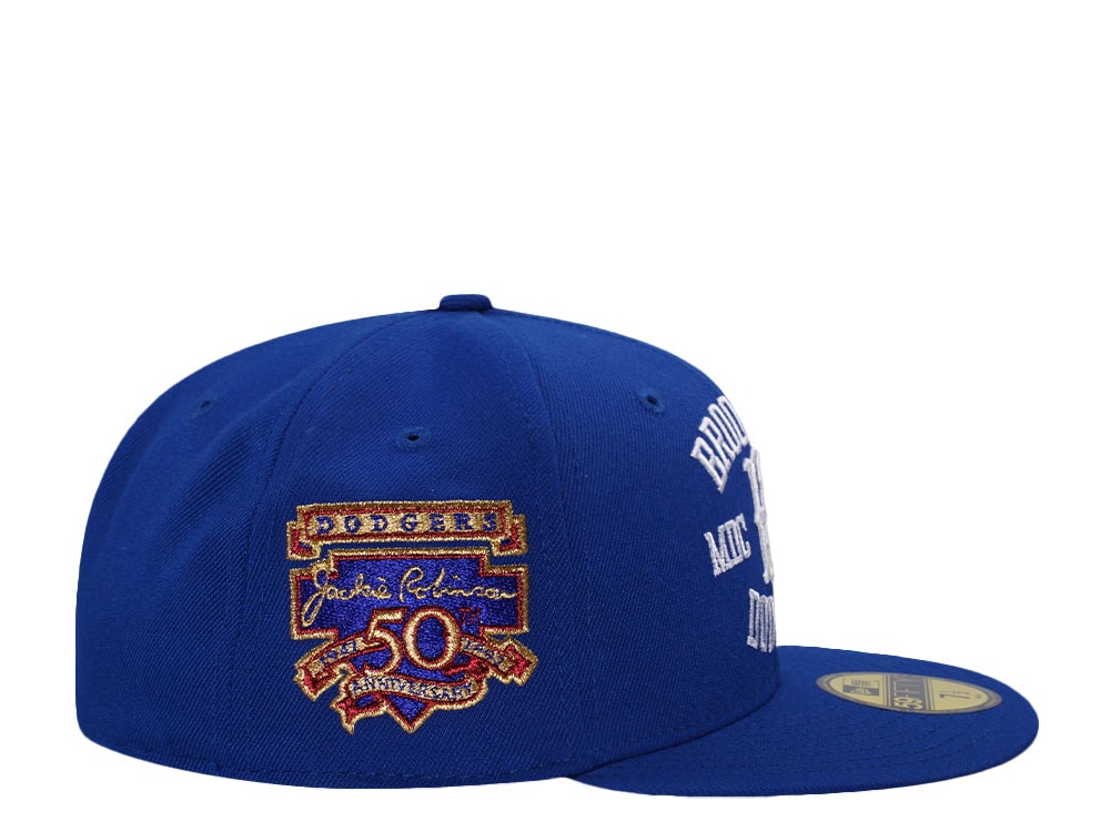 New Era Brooklyn Dodgers 50th Anniversary Jackie Robinson Royal Blue Prime Edition 59Fifty Fitted Cap
